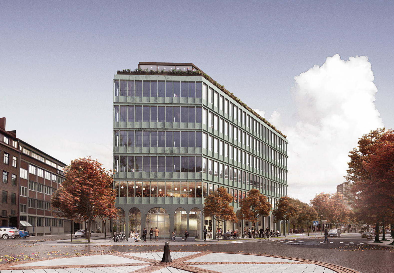 Rendering på Kv Ulysses. Kontorsbyggnad i Borås.