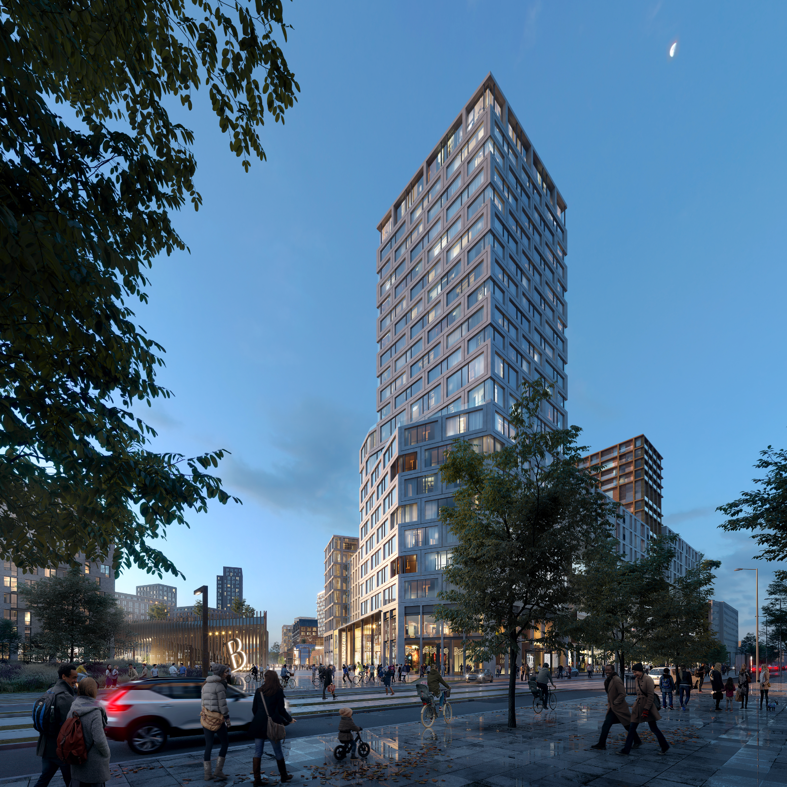 Rendering av höghus på Backaplan